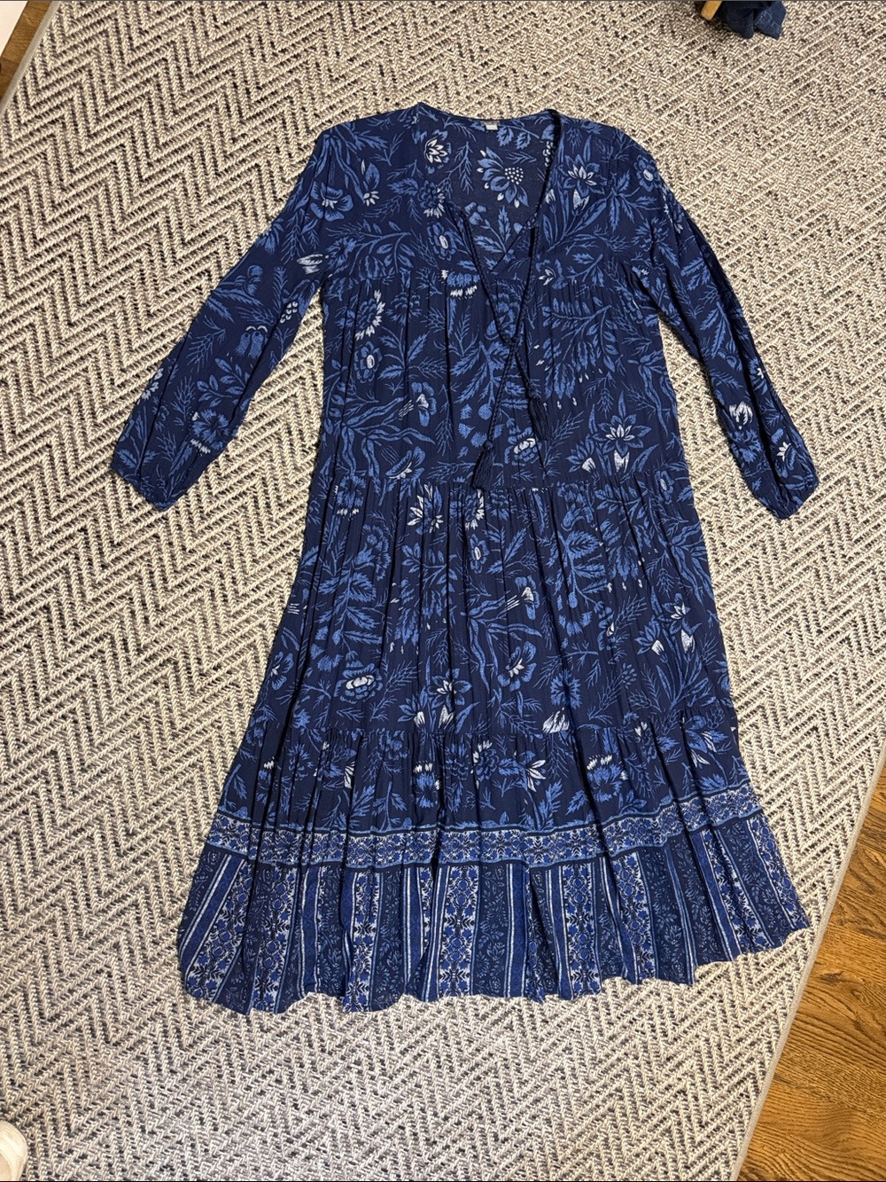 aerie Navy Blue Floral Maxi Dress